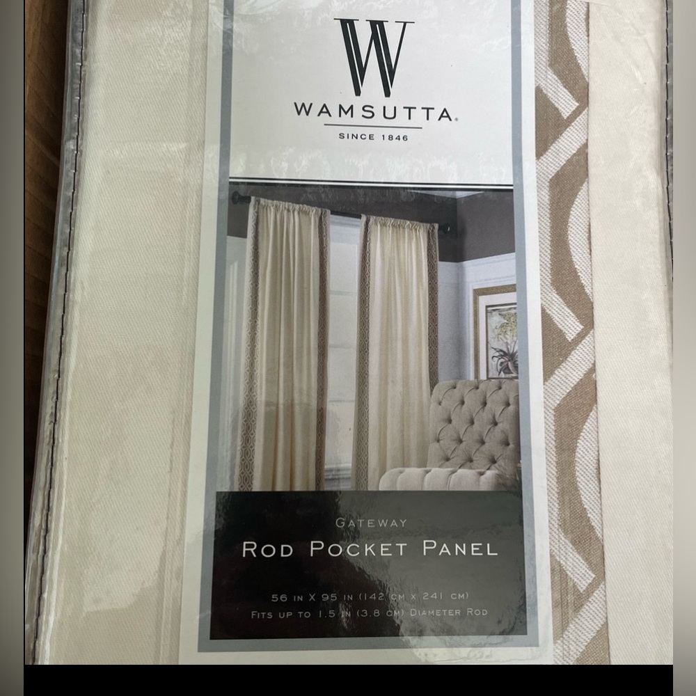Wamsutta Ivory with beige Rod Pocket 2 Panels 95 in.